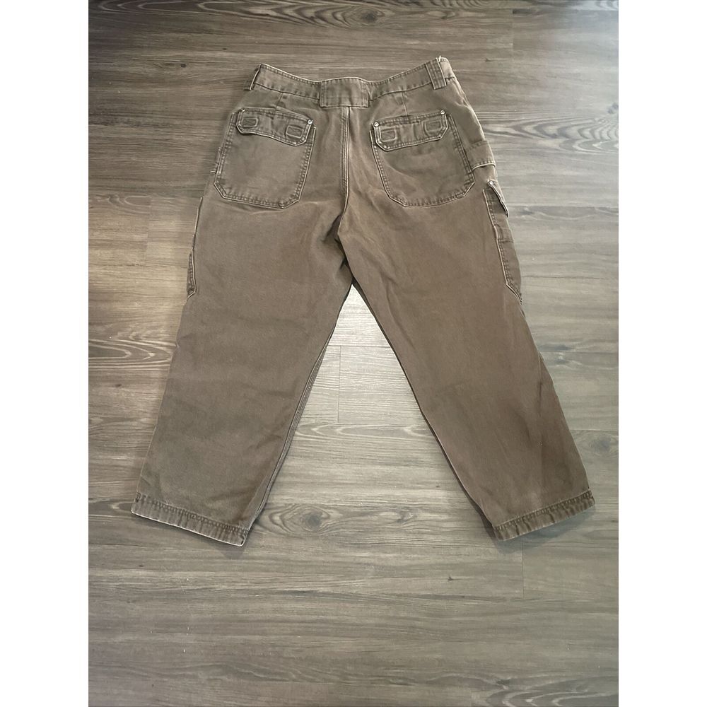 Duluth‎ Trading 40x28 Brown Carpenter Cargo Pants Hook & Loop Back Pockets - Picture 4 of 6